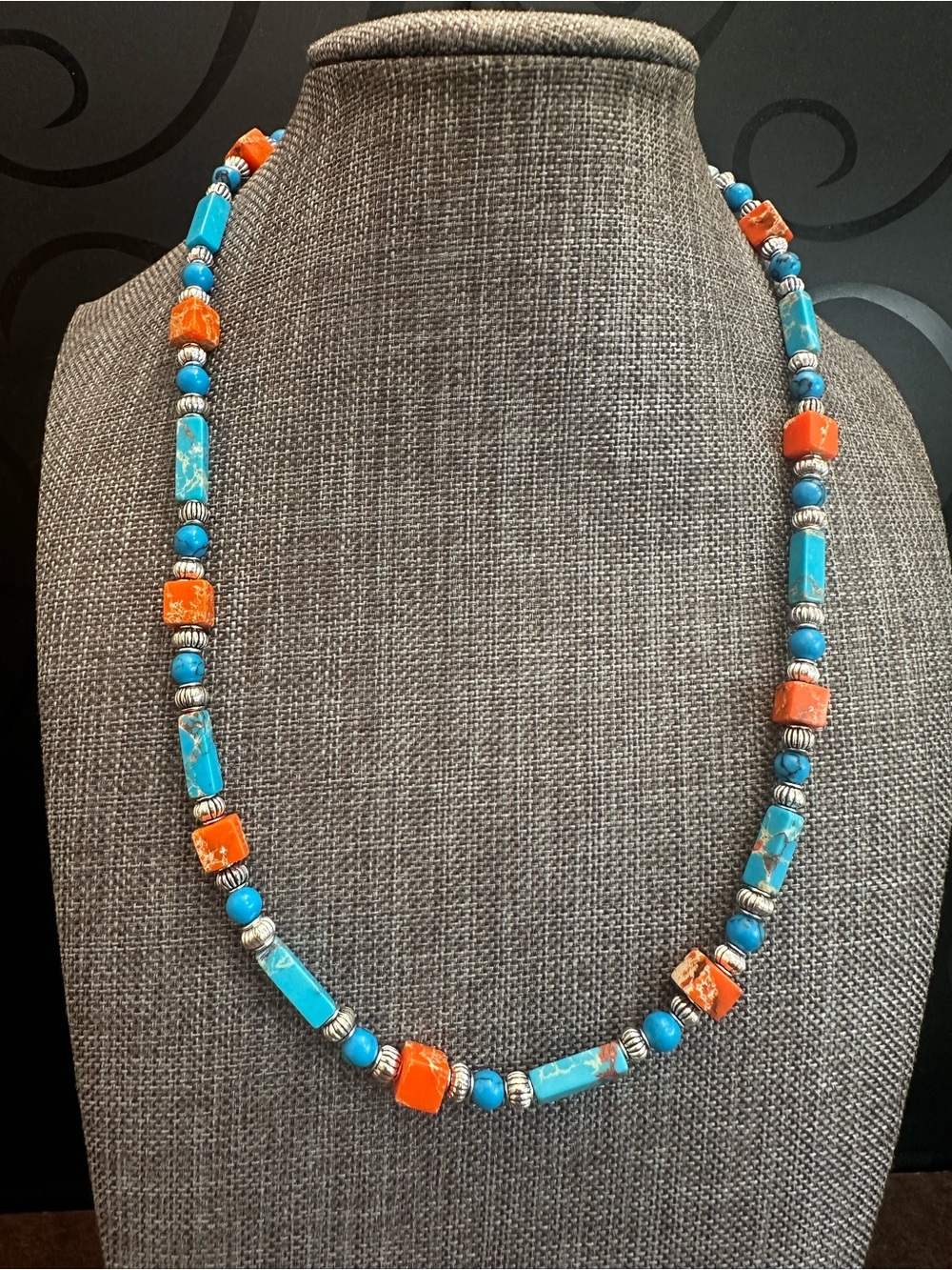 Turquoise & Orange Beaded Necklace - Women Jewelry